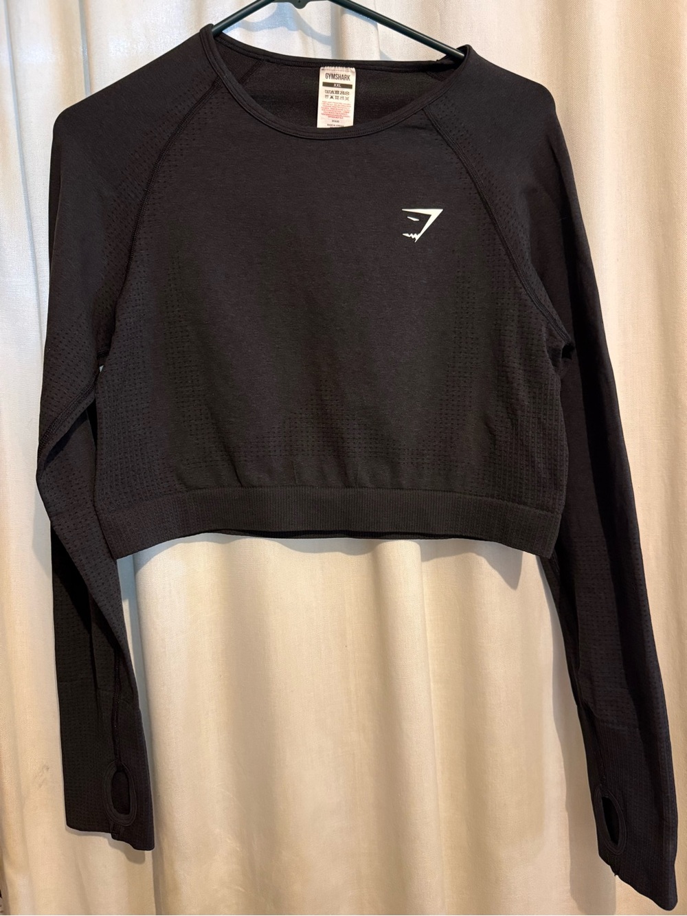 Gymshark Black Cropped Long-Sleeve Performance Sweatshirt
